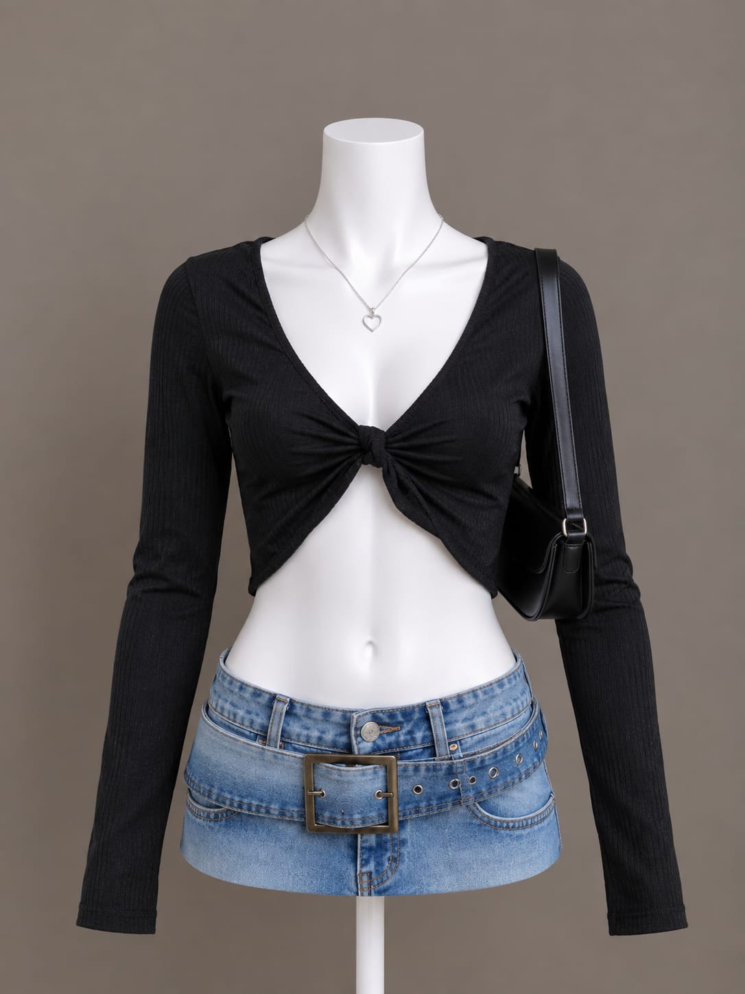 Black Tie Front Crop Top