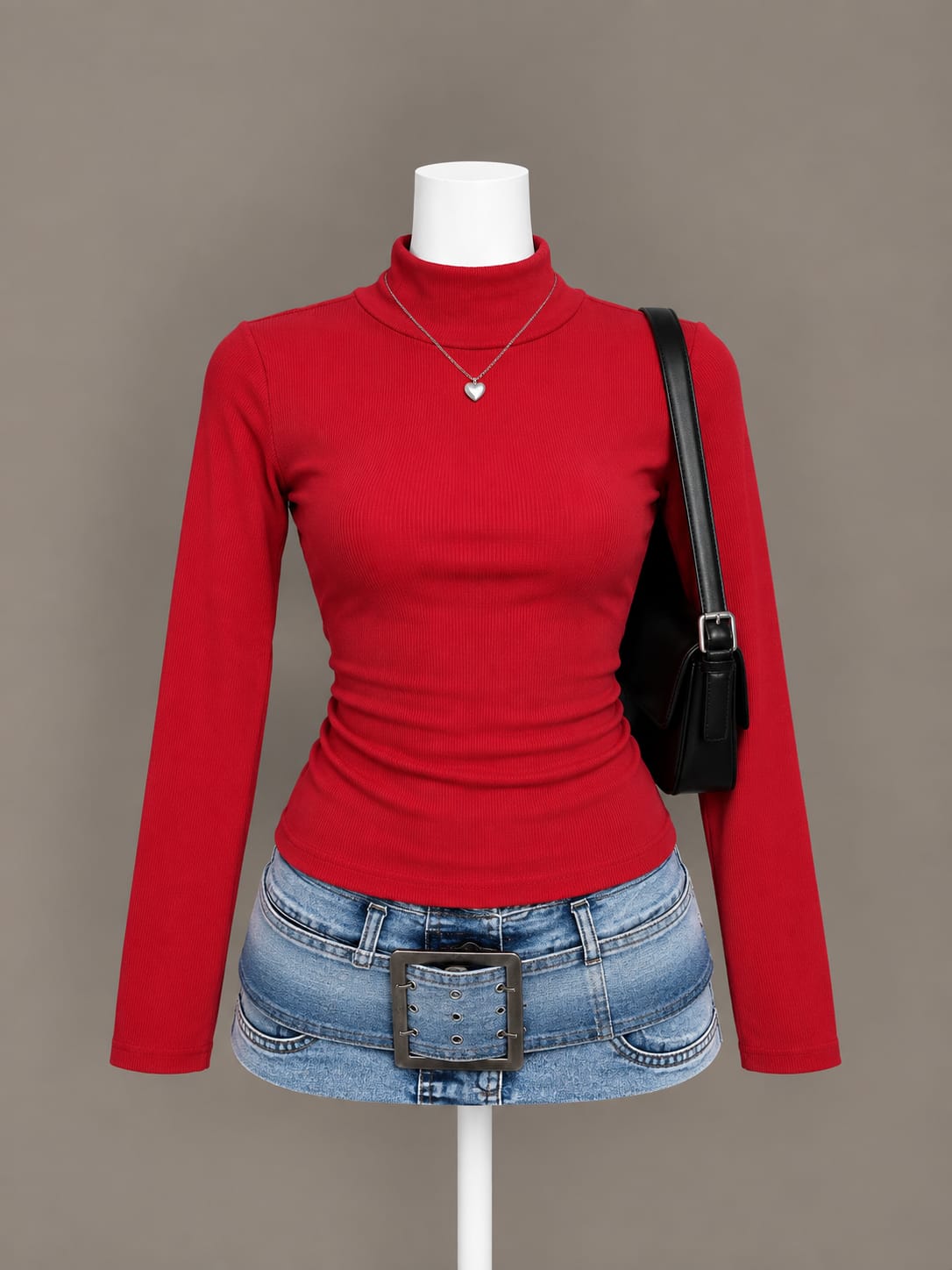 Red Turtleneck Top