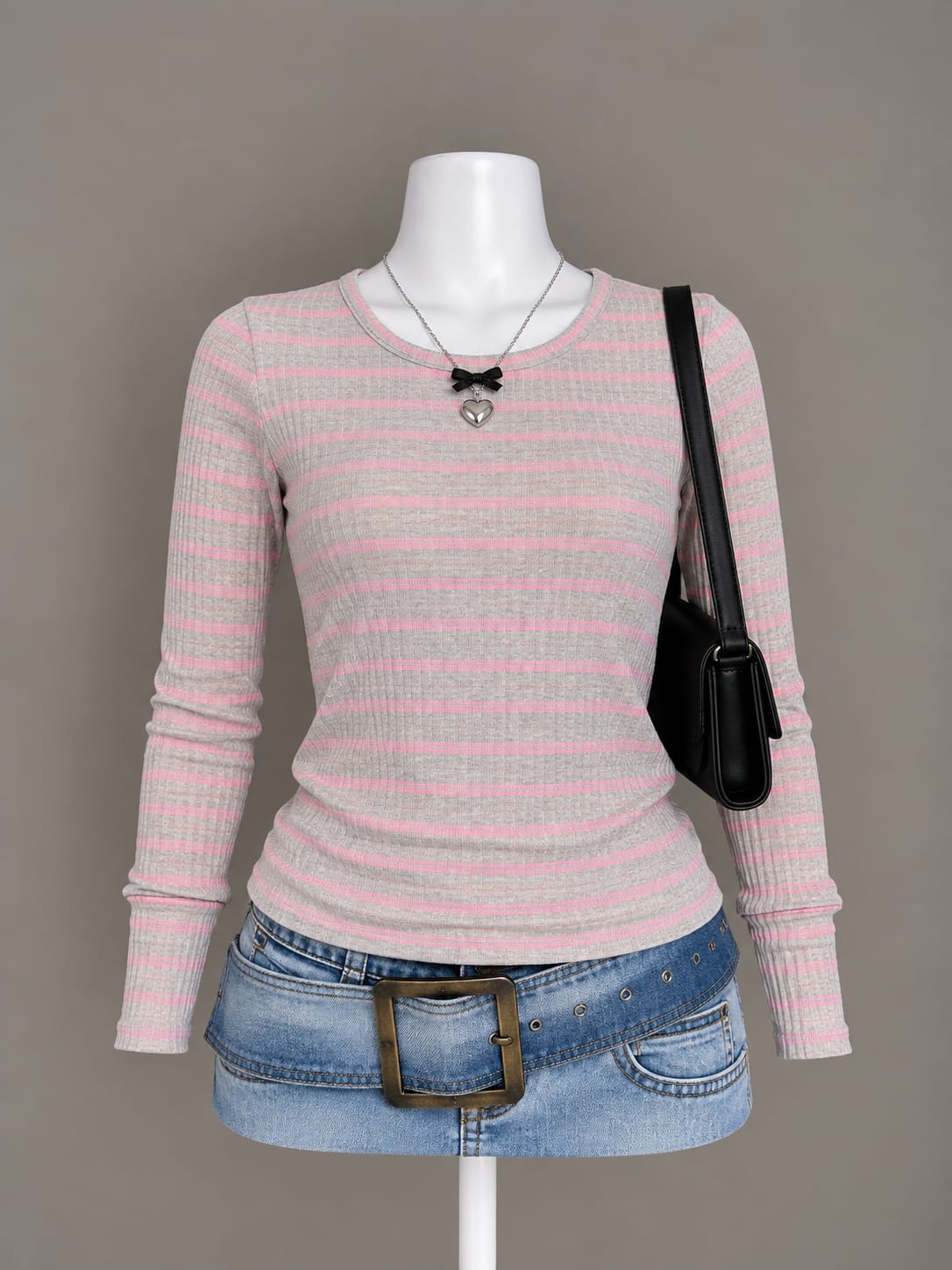 Gray Striped Top