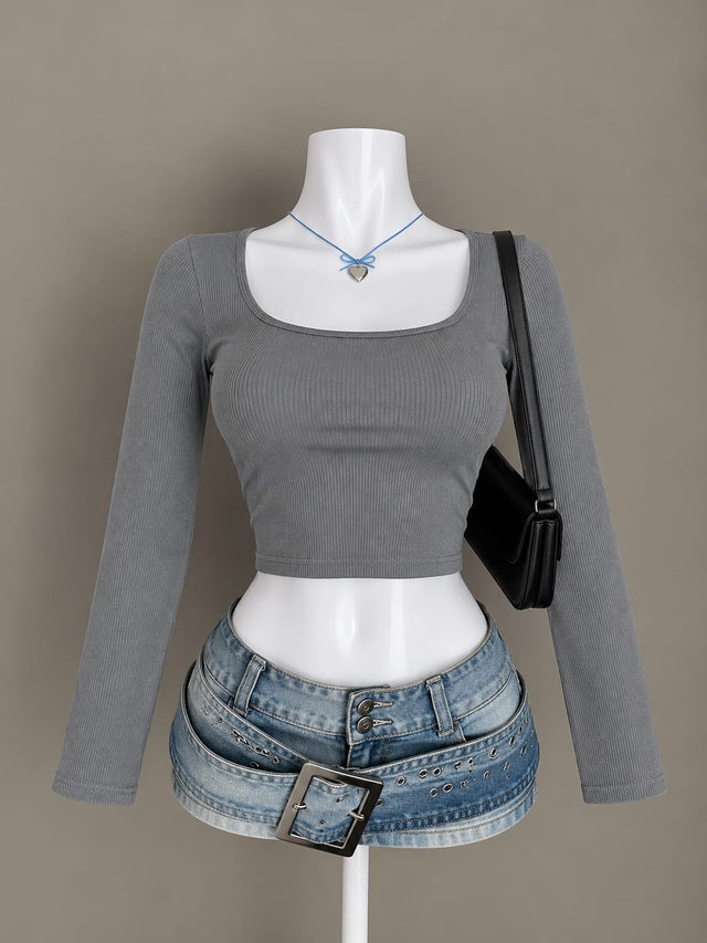 Grey Crop Top