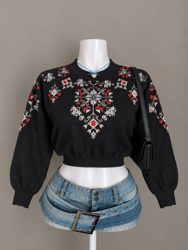 Black Crop Sweater