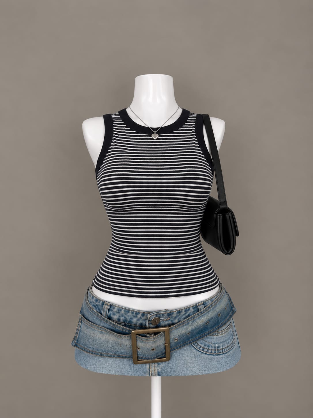 Black White Striped Tank Top
