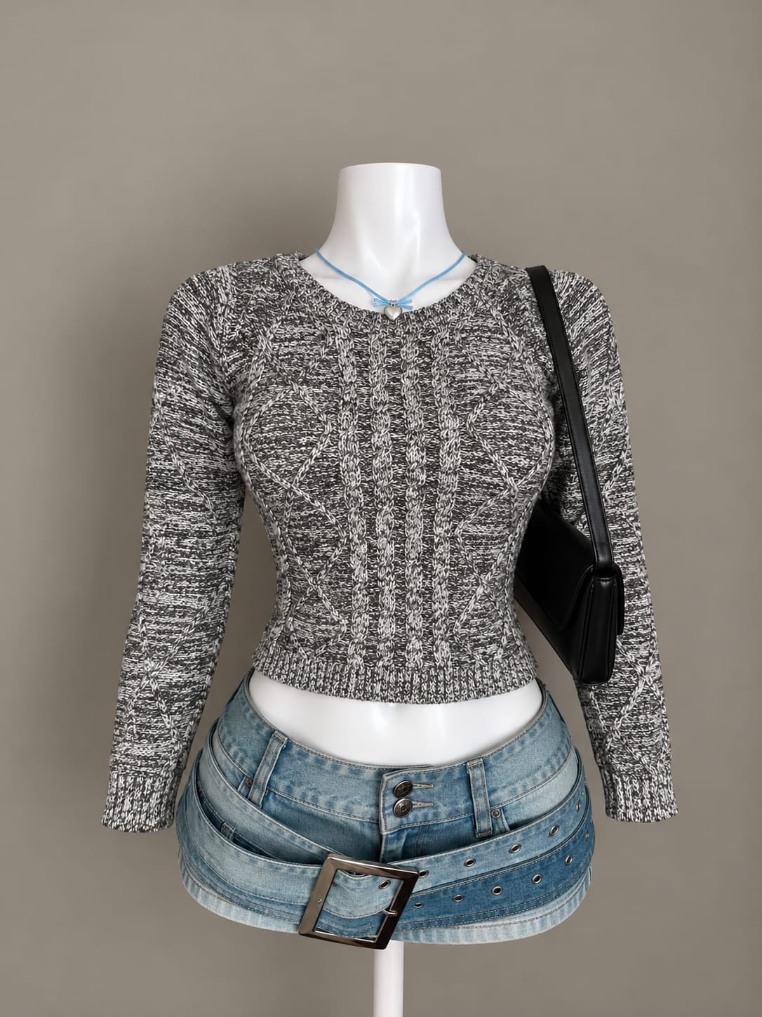 Grey Crop Sweater