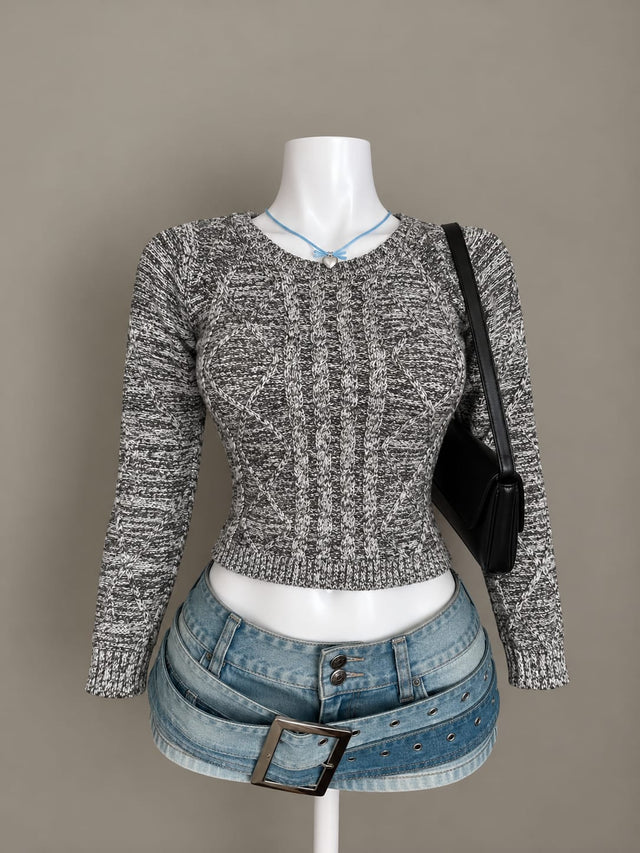 Grey Crop Sweater