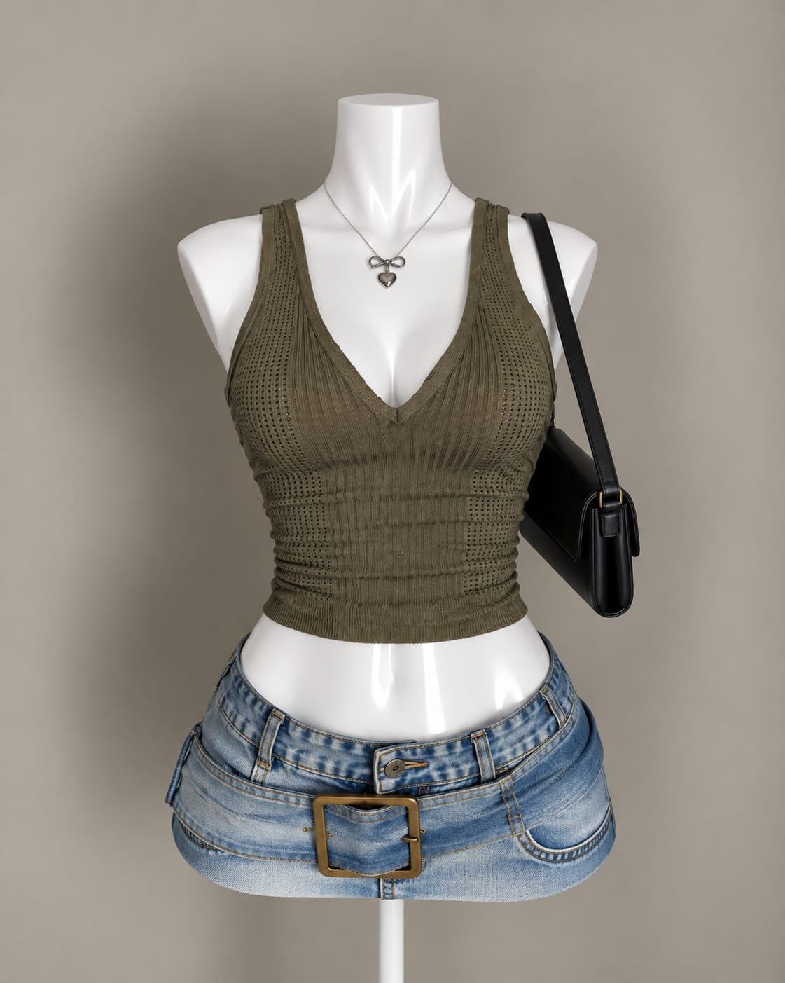 Olive Green Crop Top