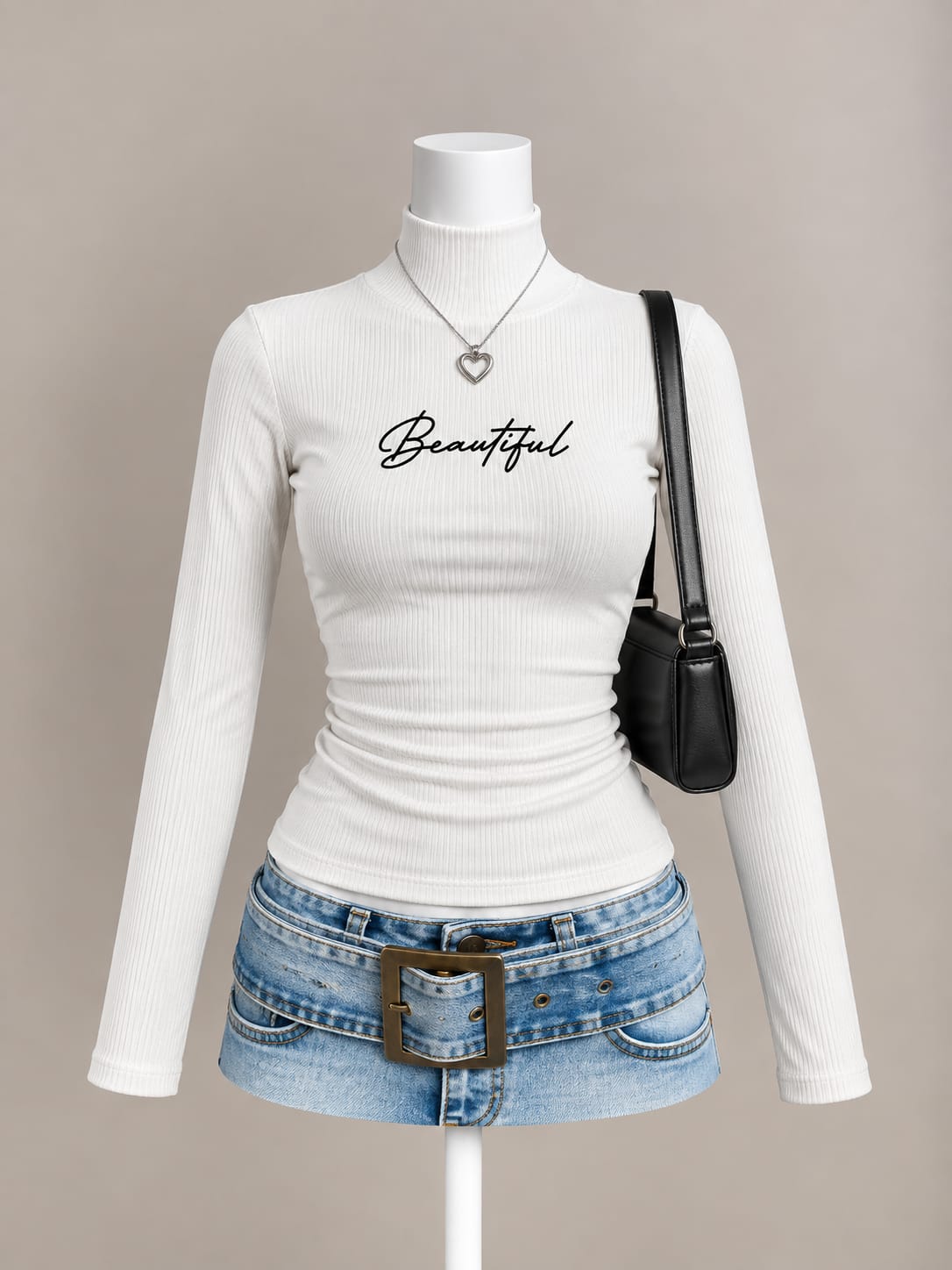 White Turtleneck Top