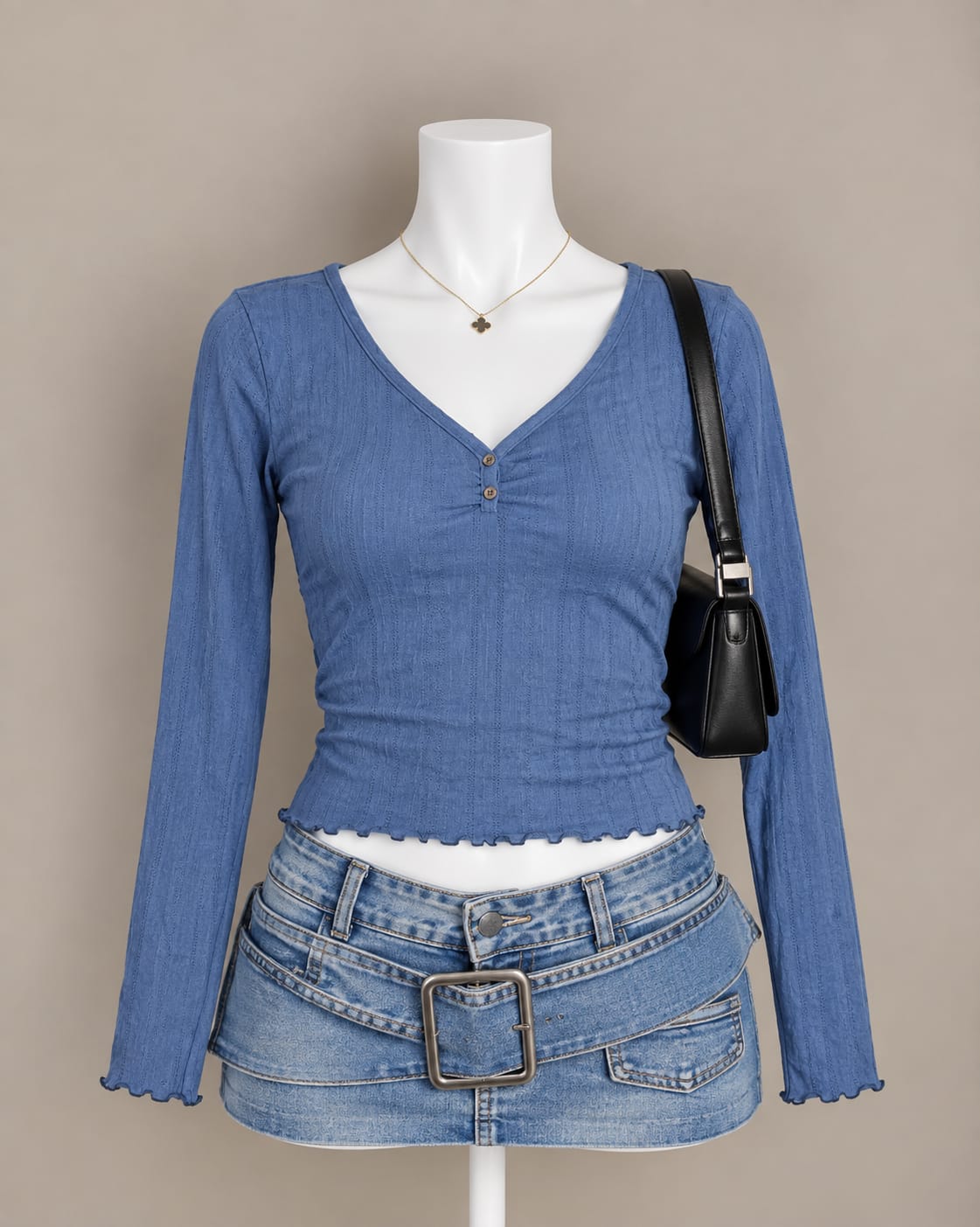 Blue Long Sleeve Top