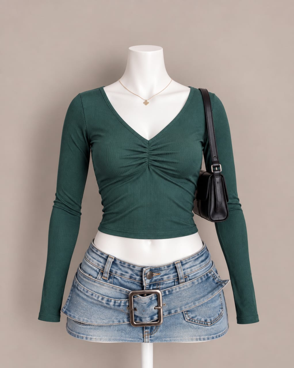 Dark Green Crop Top
