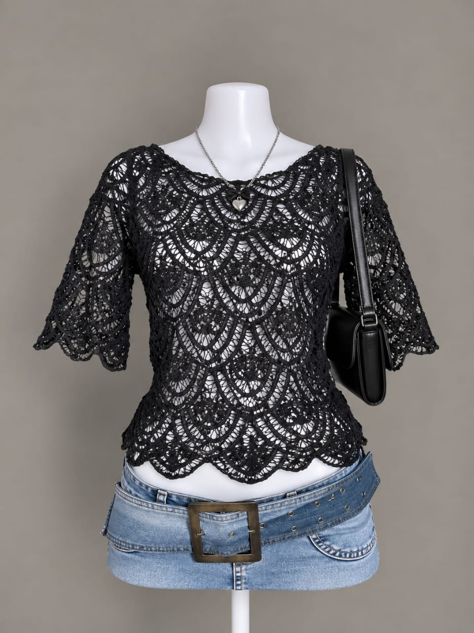 Black Crochet Top