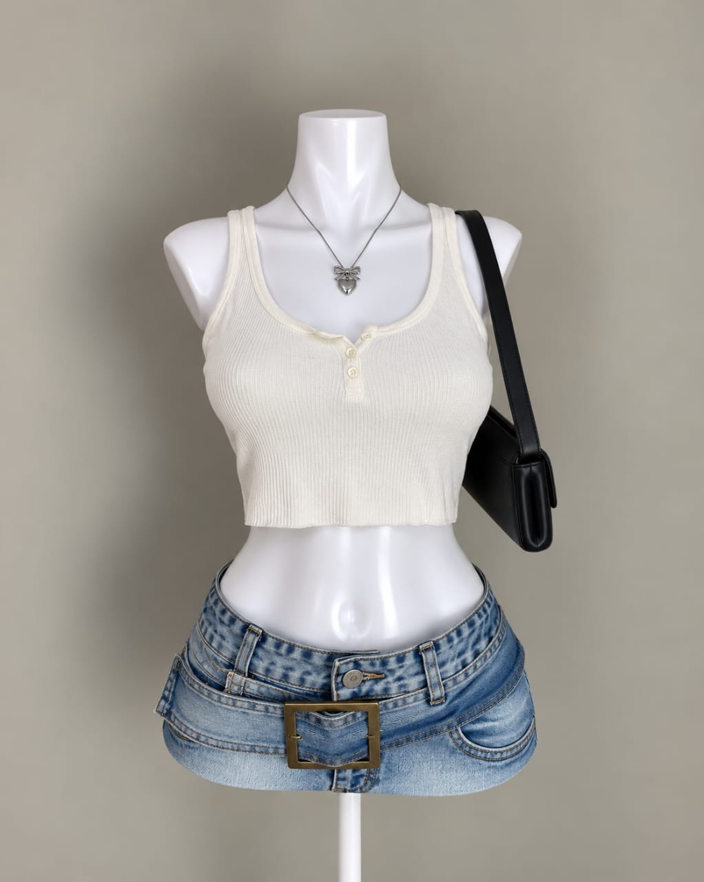 Cream Crop Tank Top
