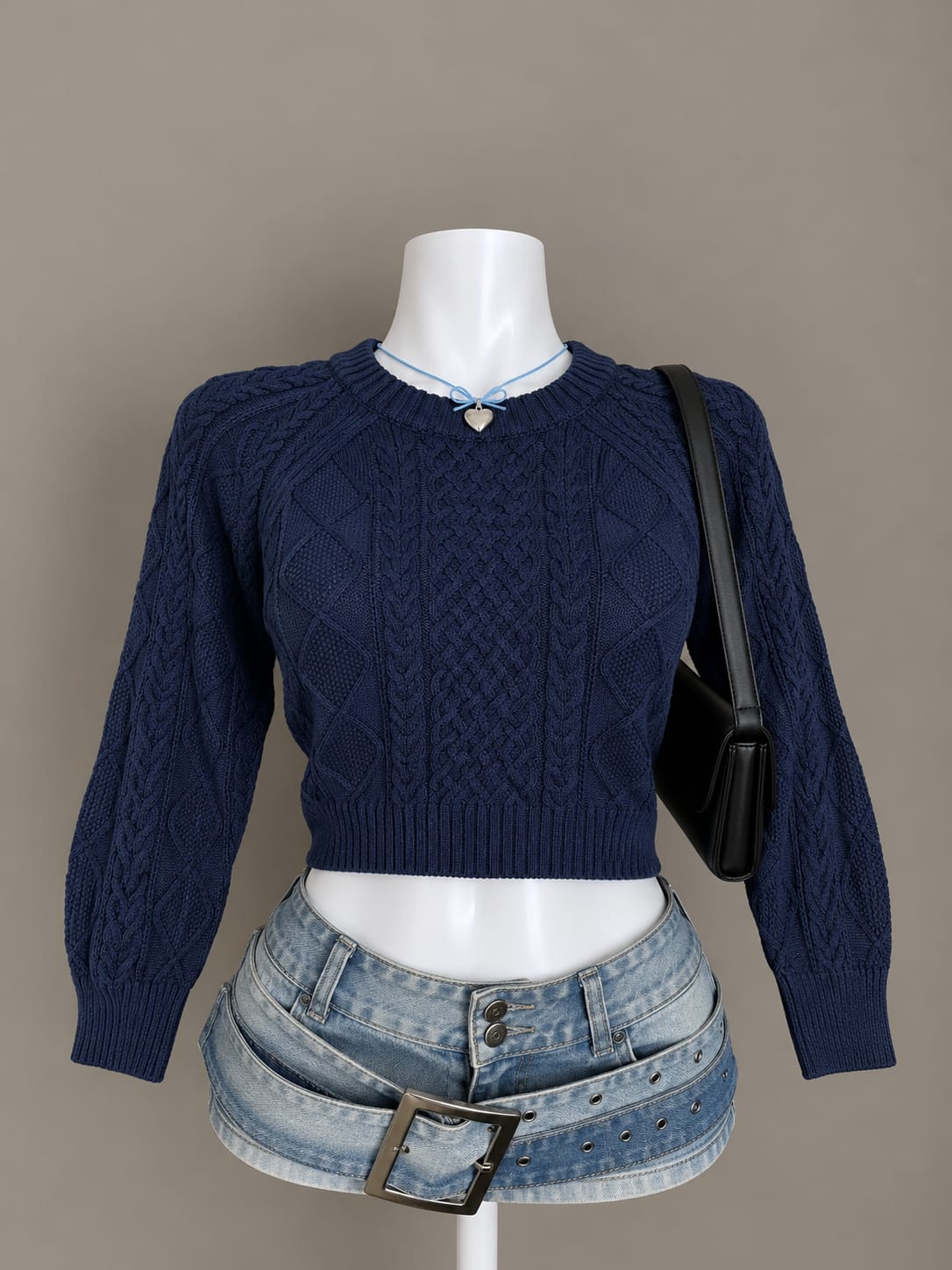 Navy Blue Crop Sweater
