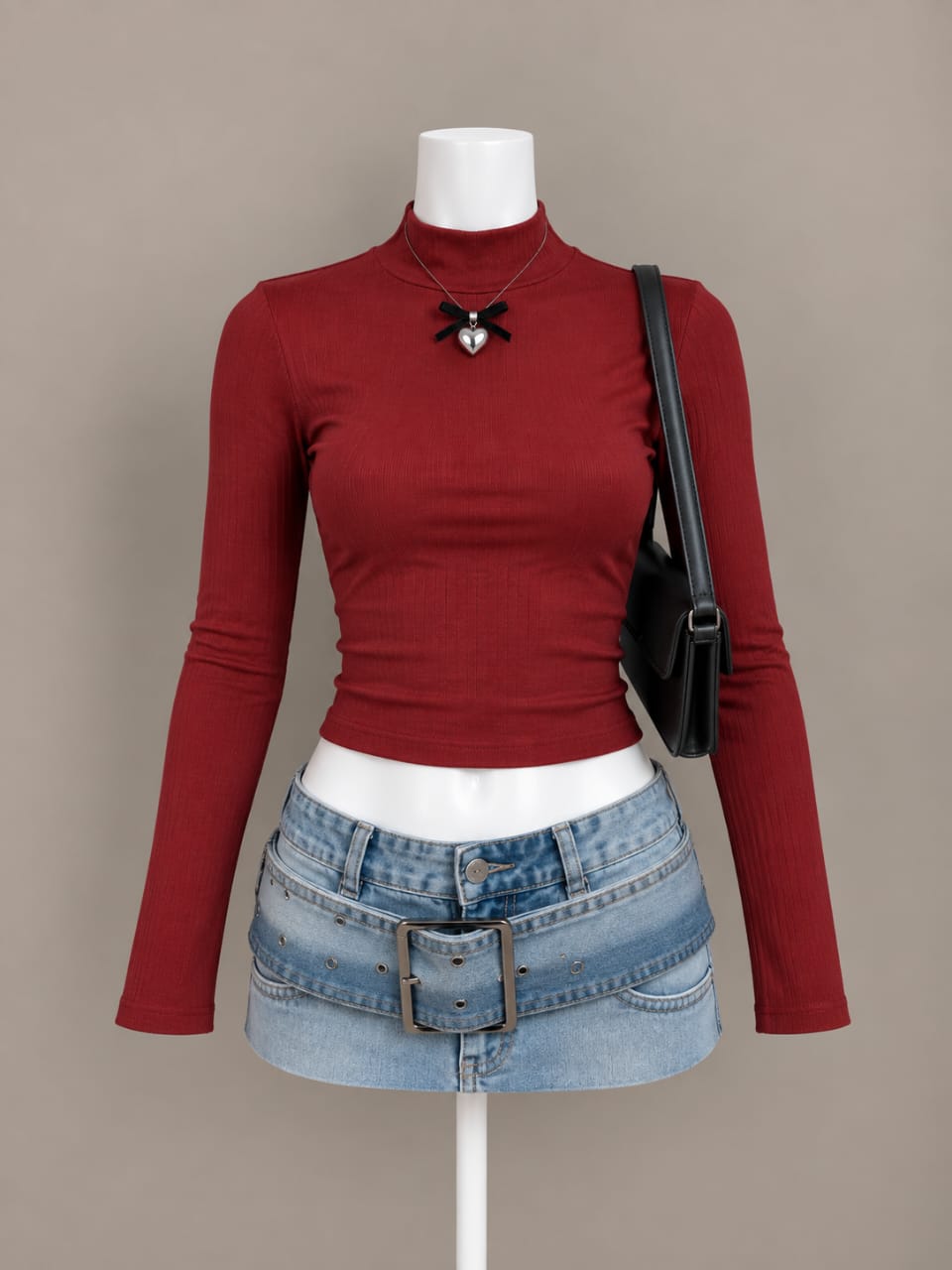 Red Turtleneck Top