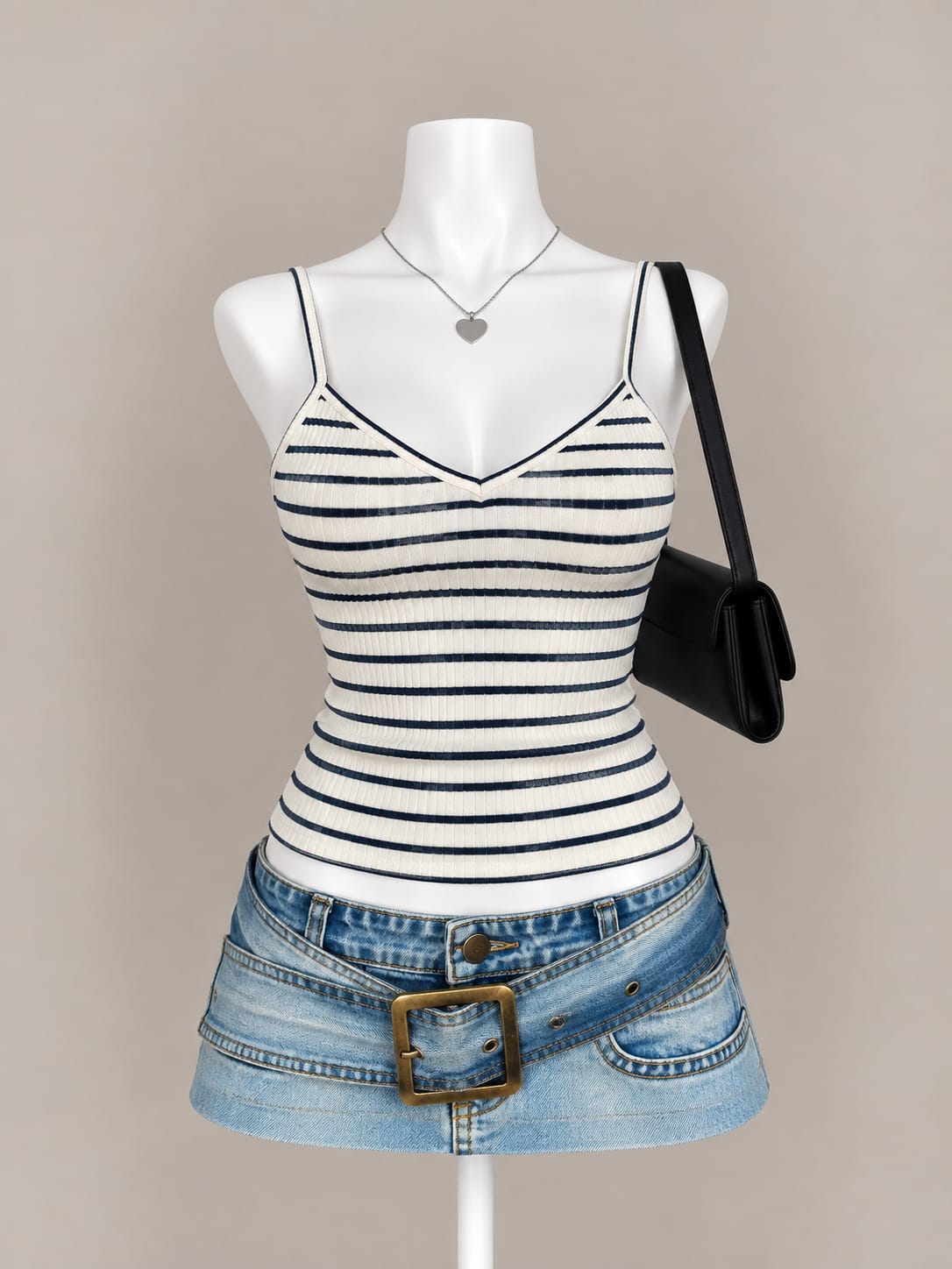 White Navy Striped Tank Top