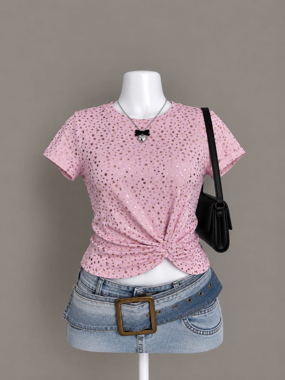 Pink Star Print Top