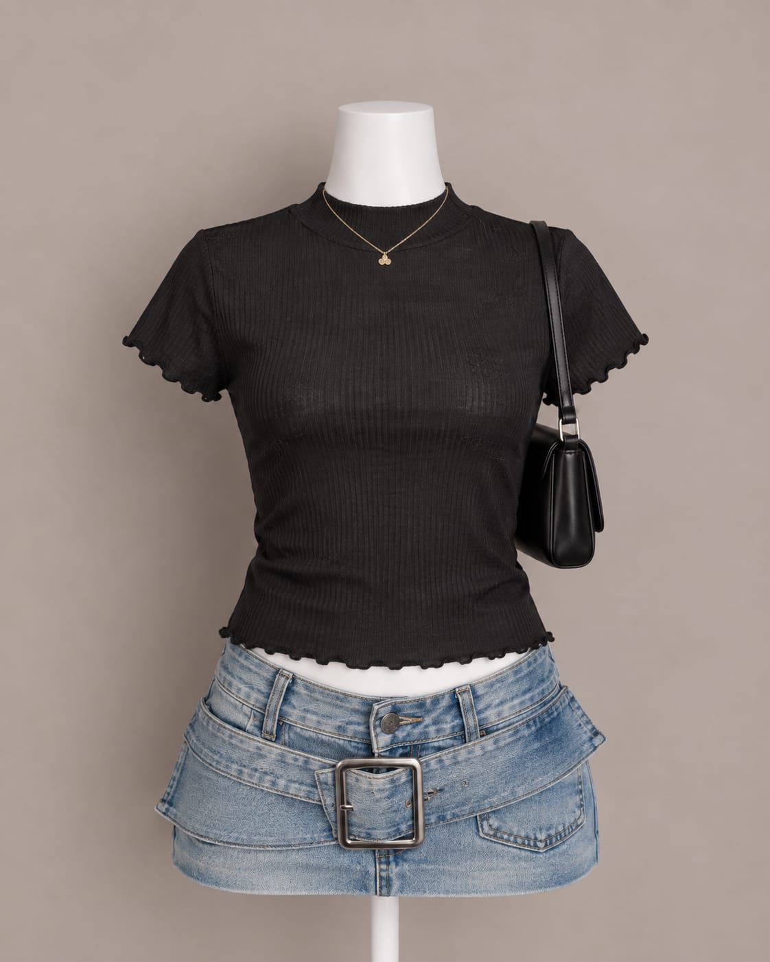 Black Mock Neck Top