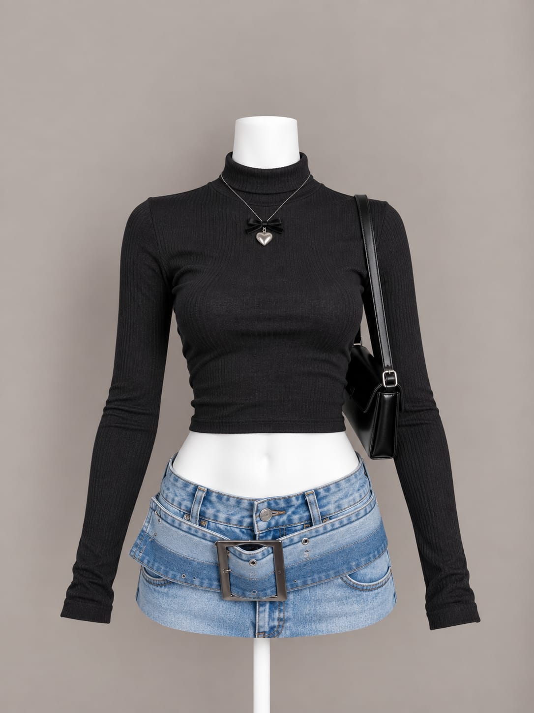 Black Turtleneck Crop Top