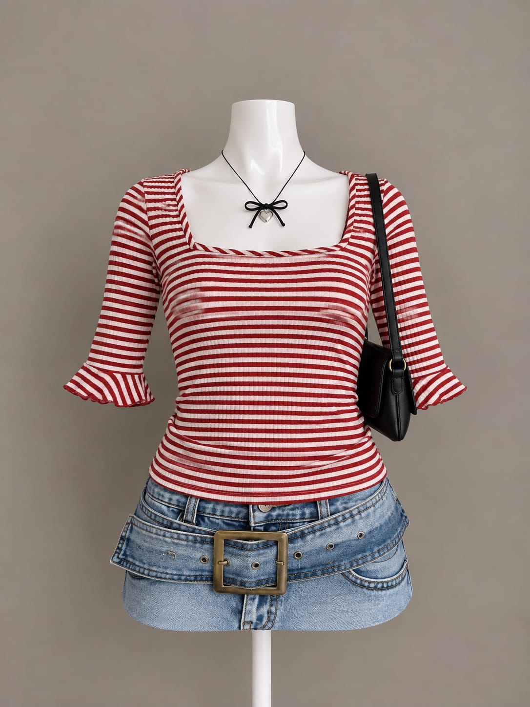 Red White Striped Top