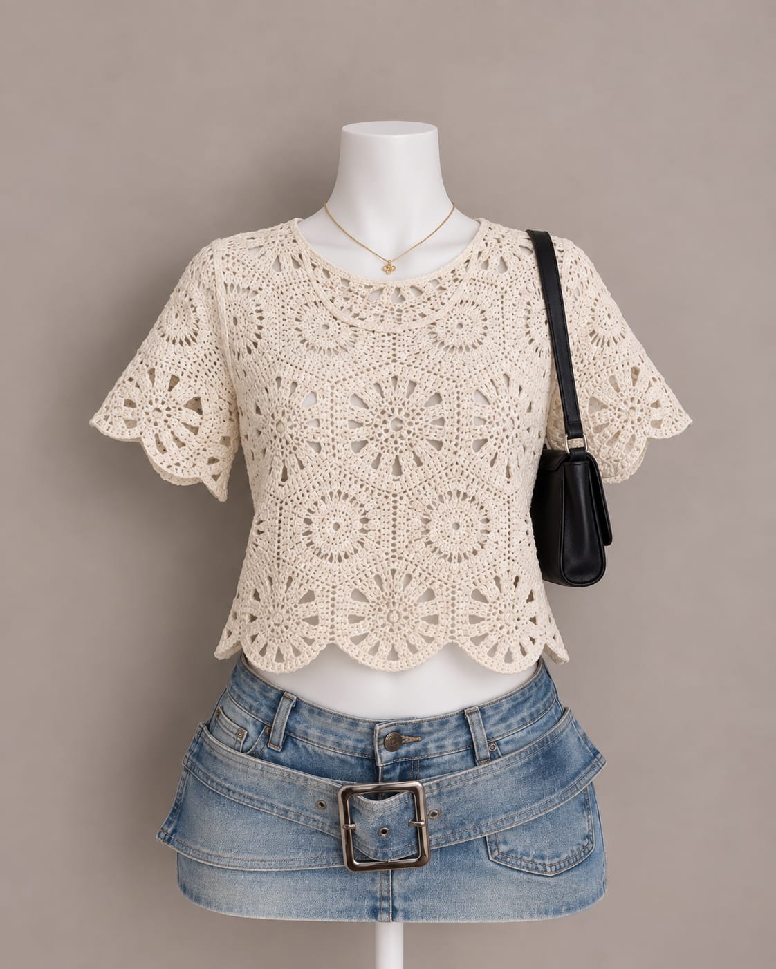 Cream Crochet Top