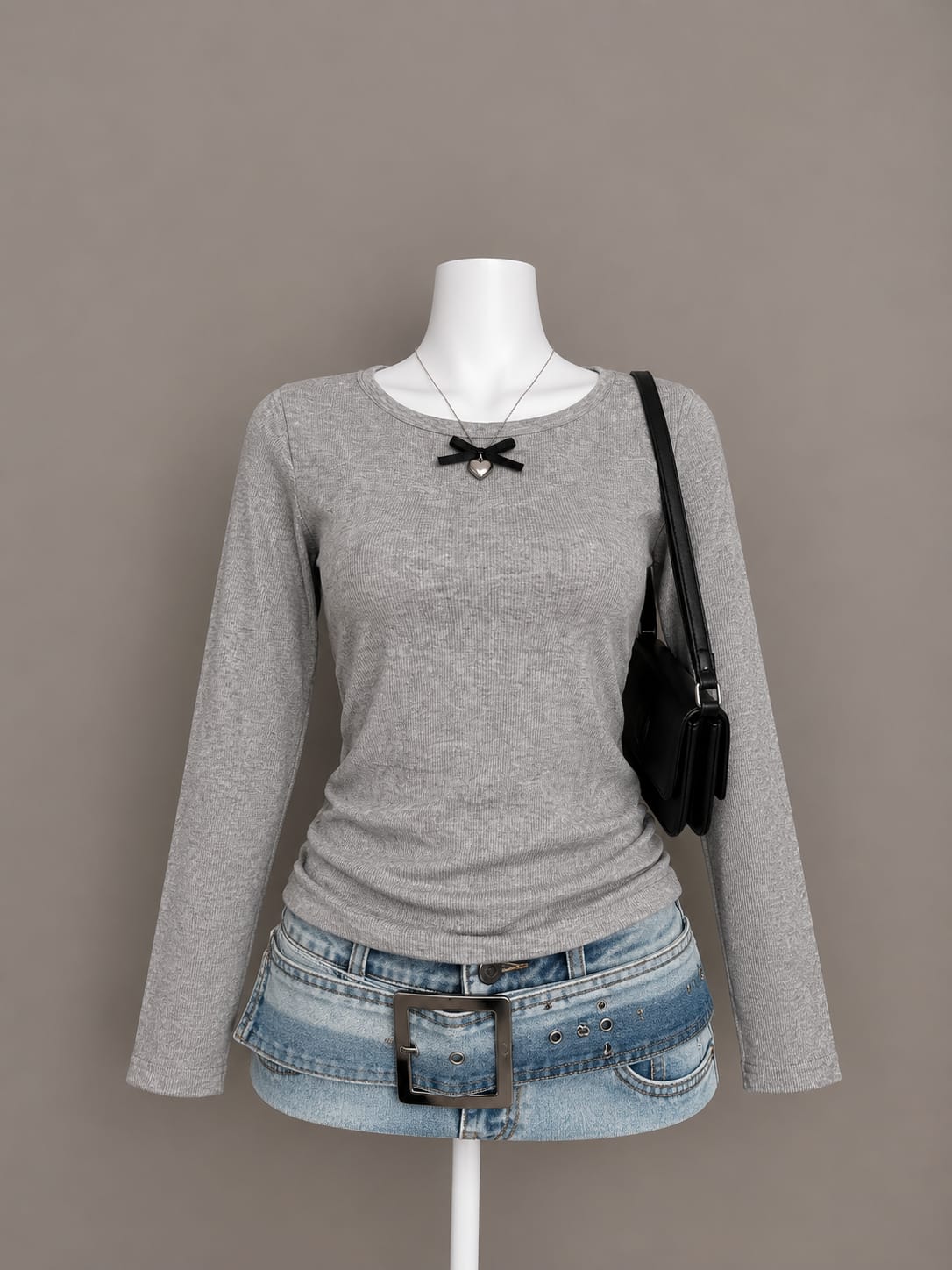 Gray Long Sleeve Top