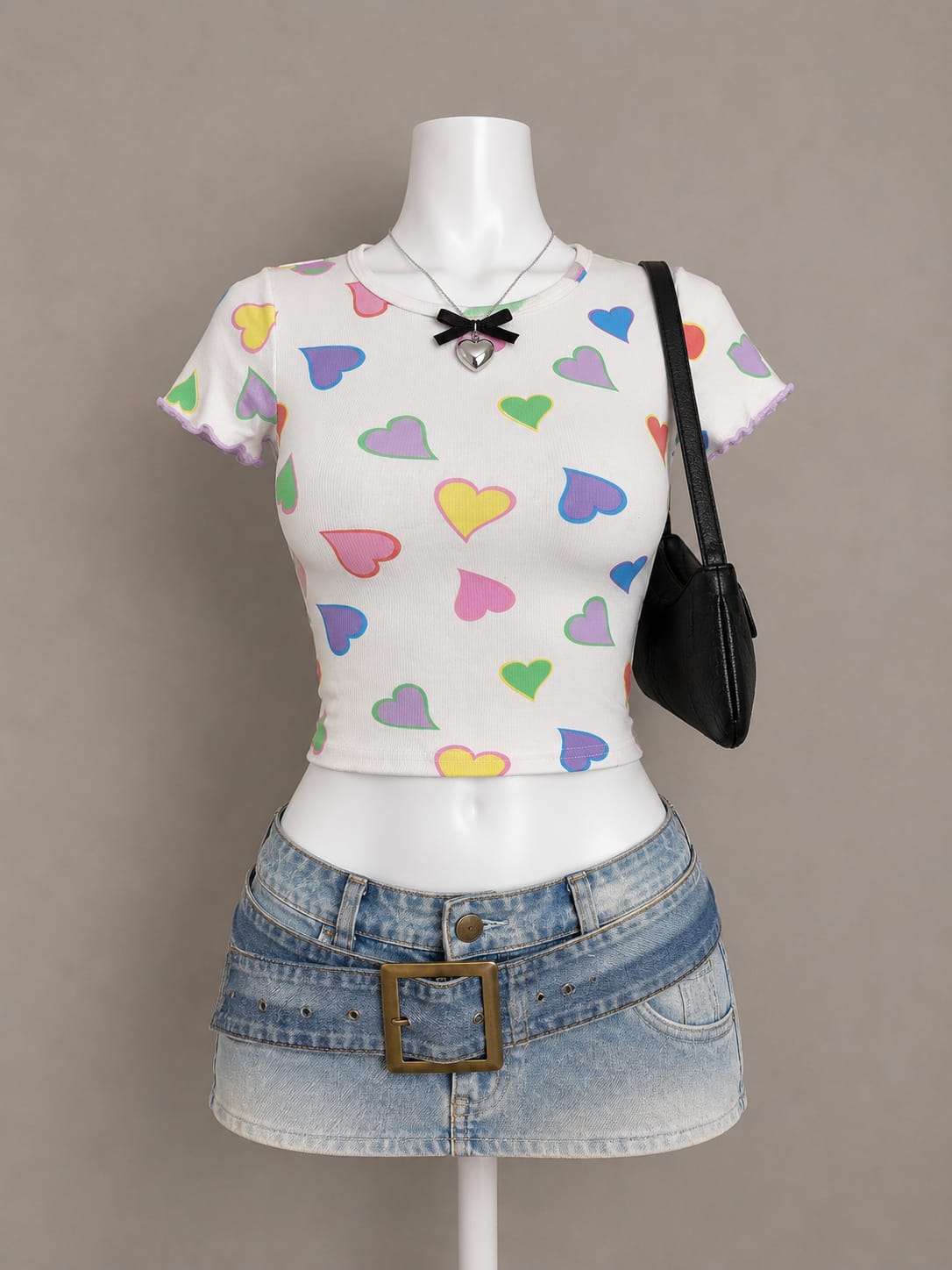 White Heart Crop Top