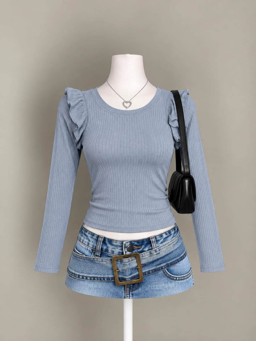 Light Blue Ruffle Top
