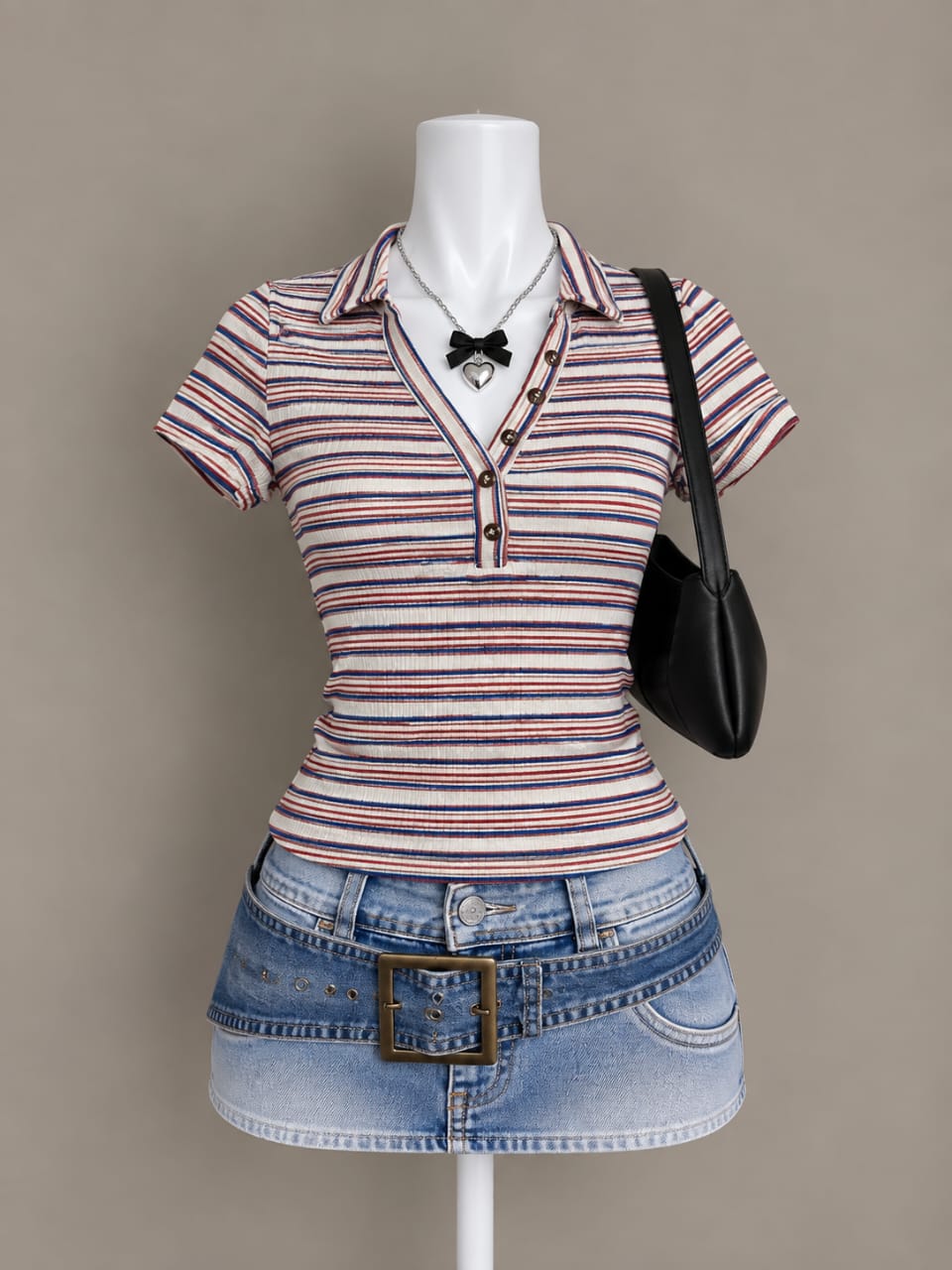 Multicolor Striped Polo Top