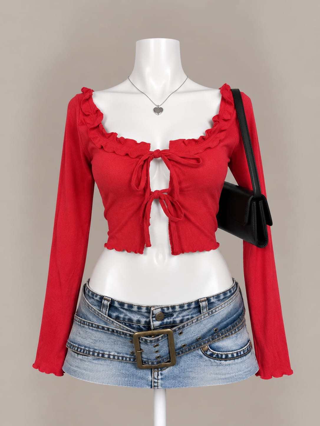 Red Tie-Front Crop Top