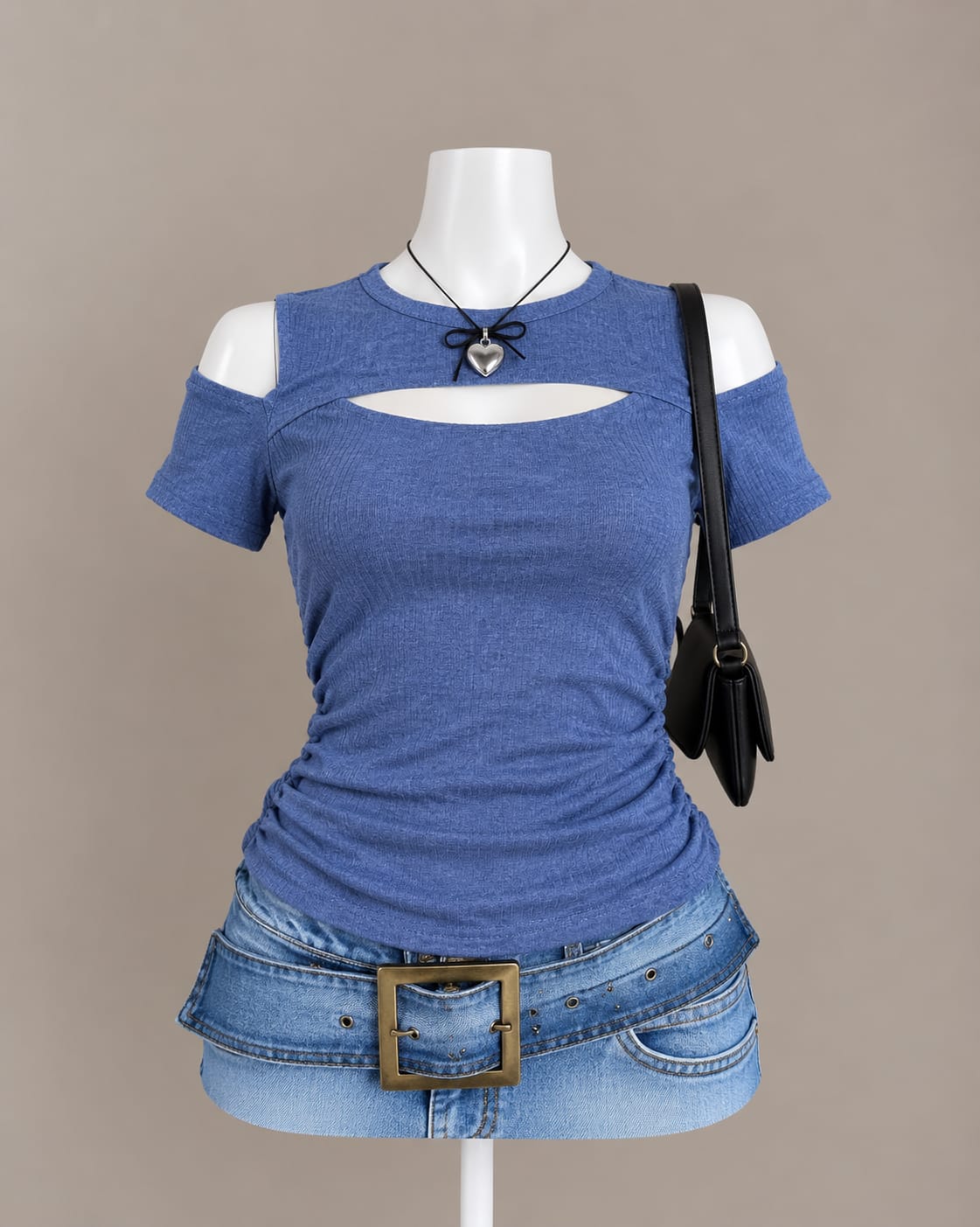 Blue Cutout Top