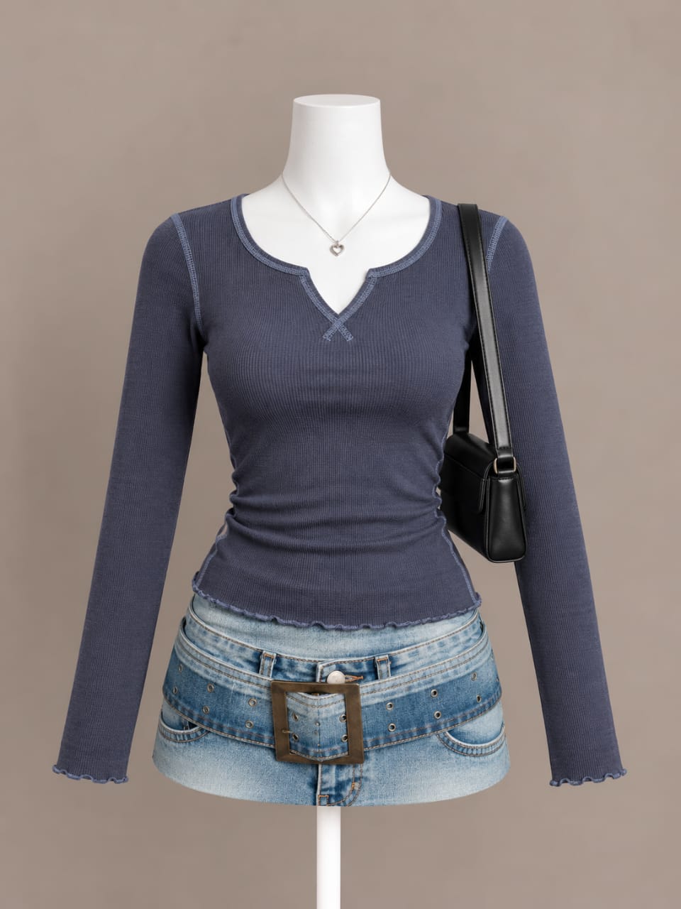 Navy Long Sleeve Top