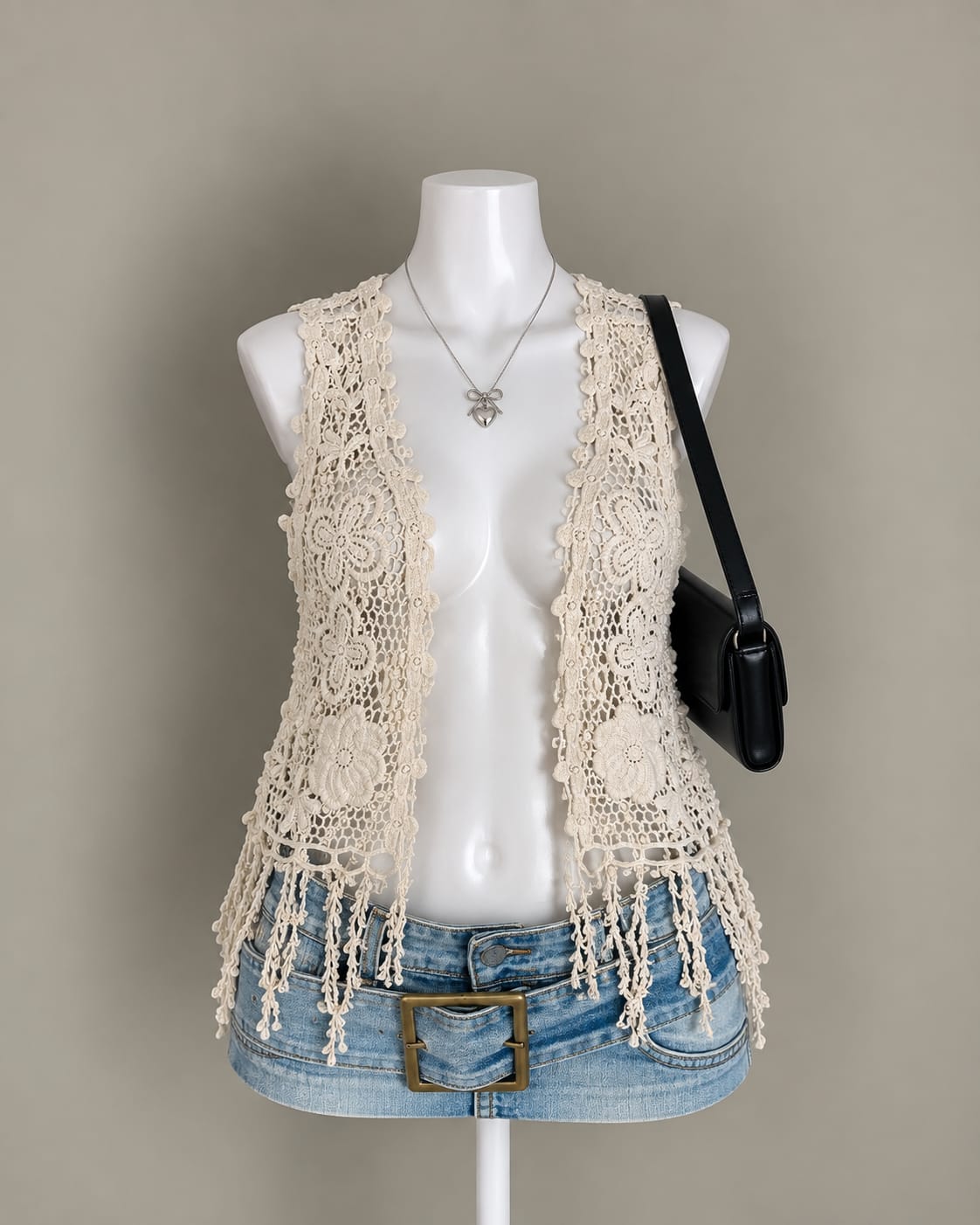 Cream Crochet Vest