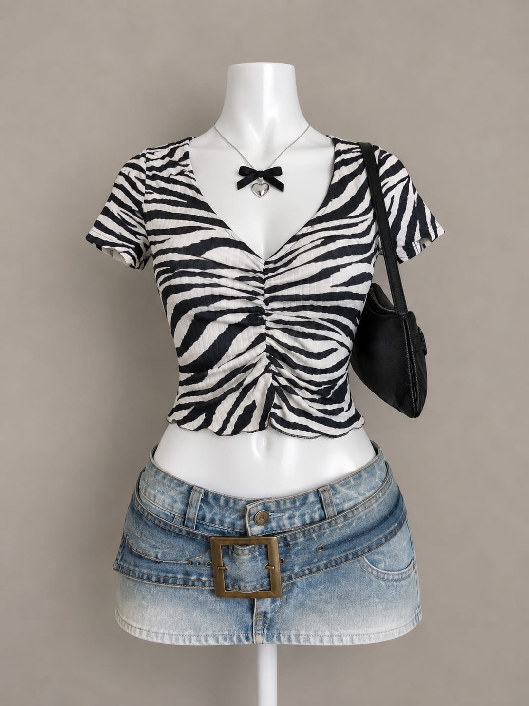 Black and White Crop Top