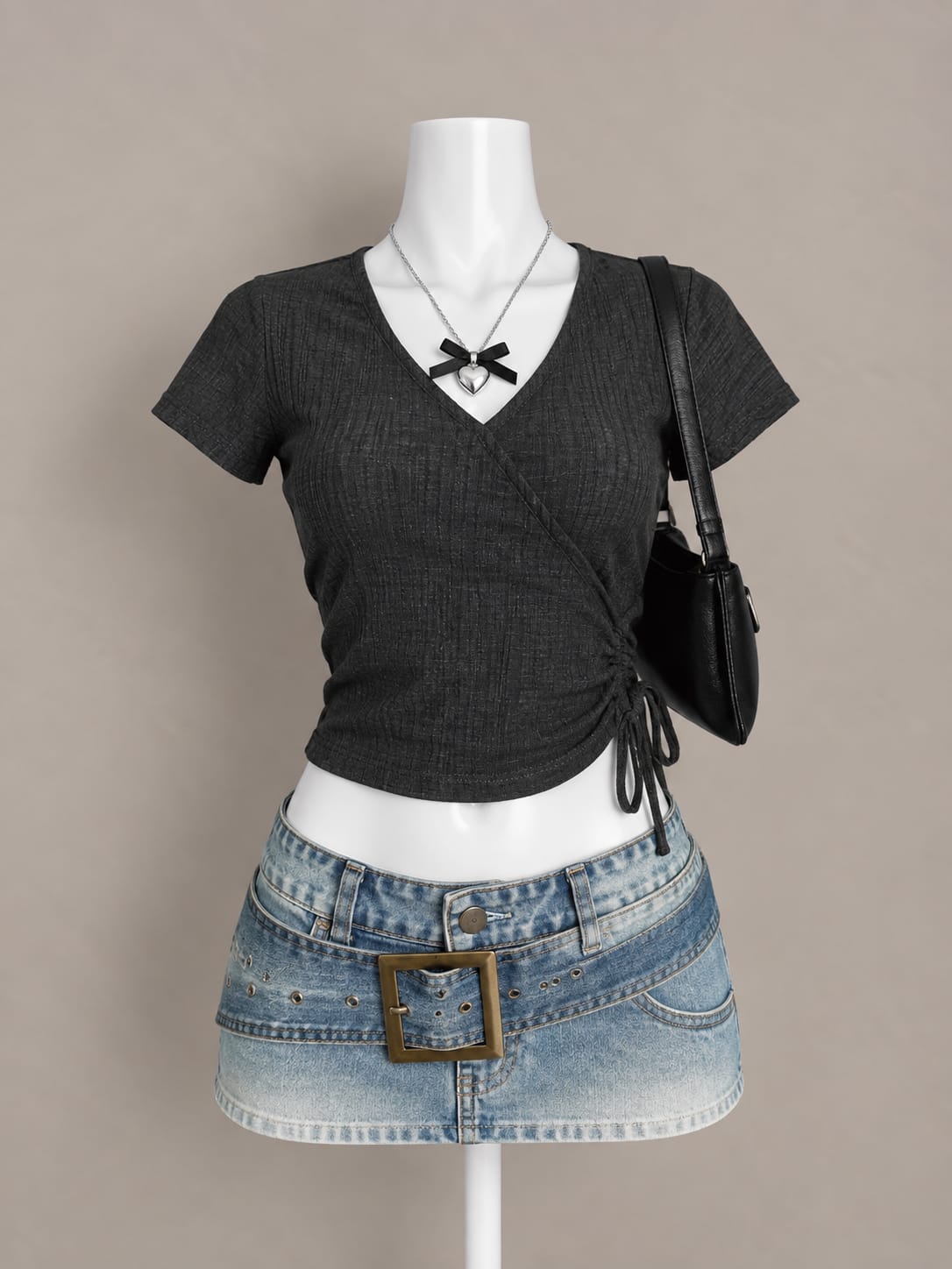 Charcoal Wrap Crop Top