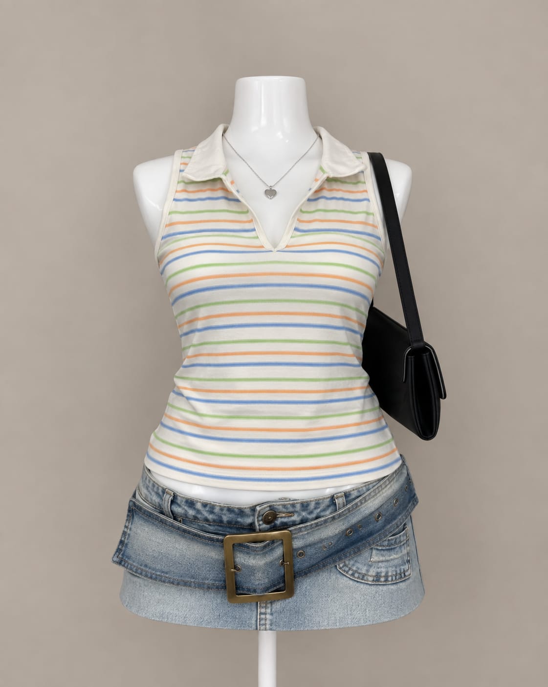 White Striped Tank Top