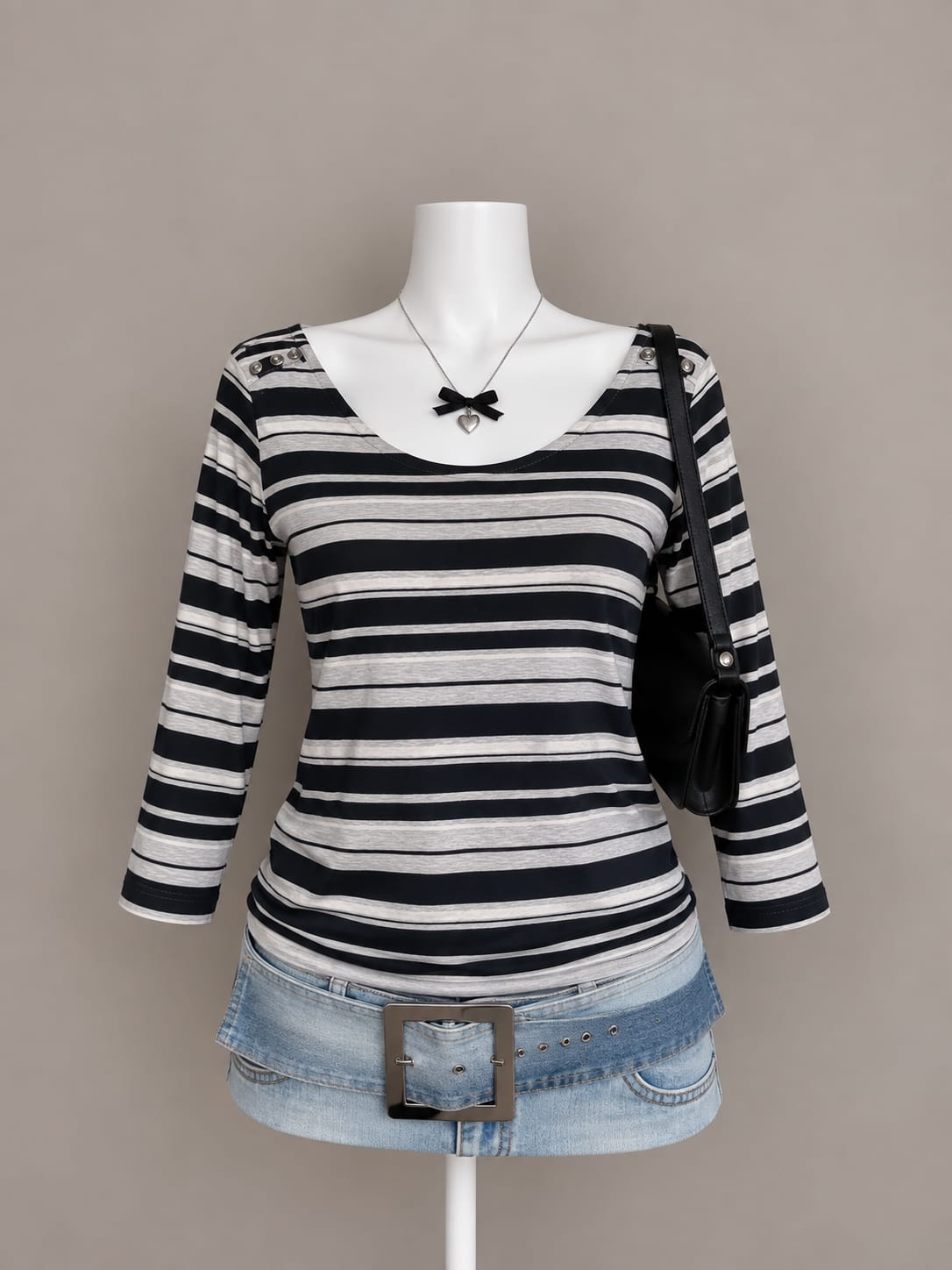 Black Striped Long Sleeve Top