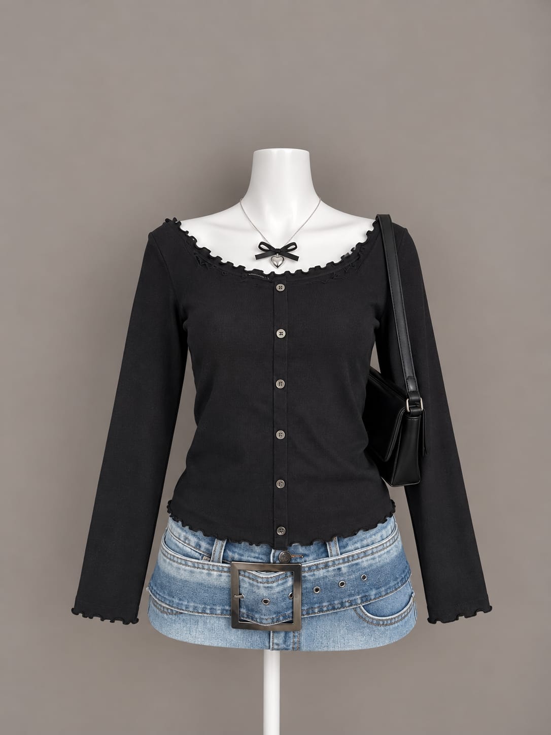 Black Button Top