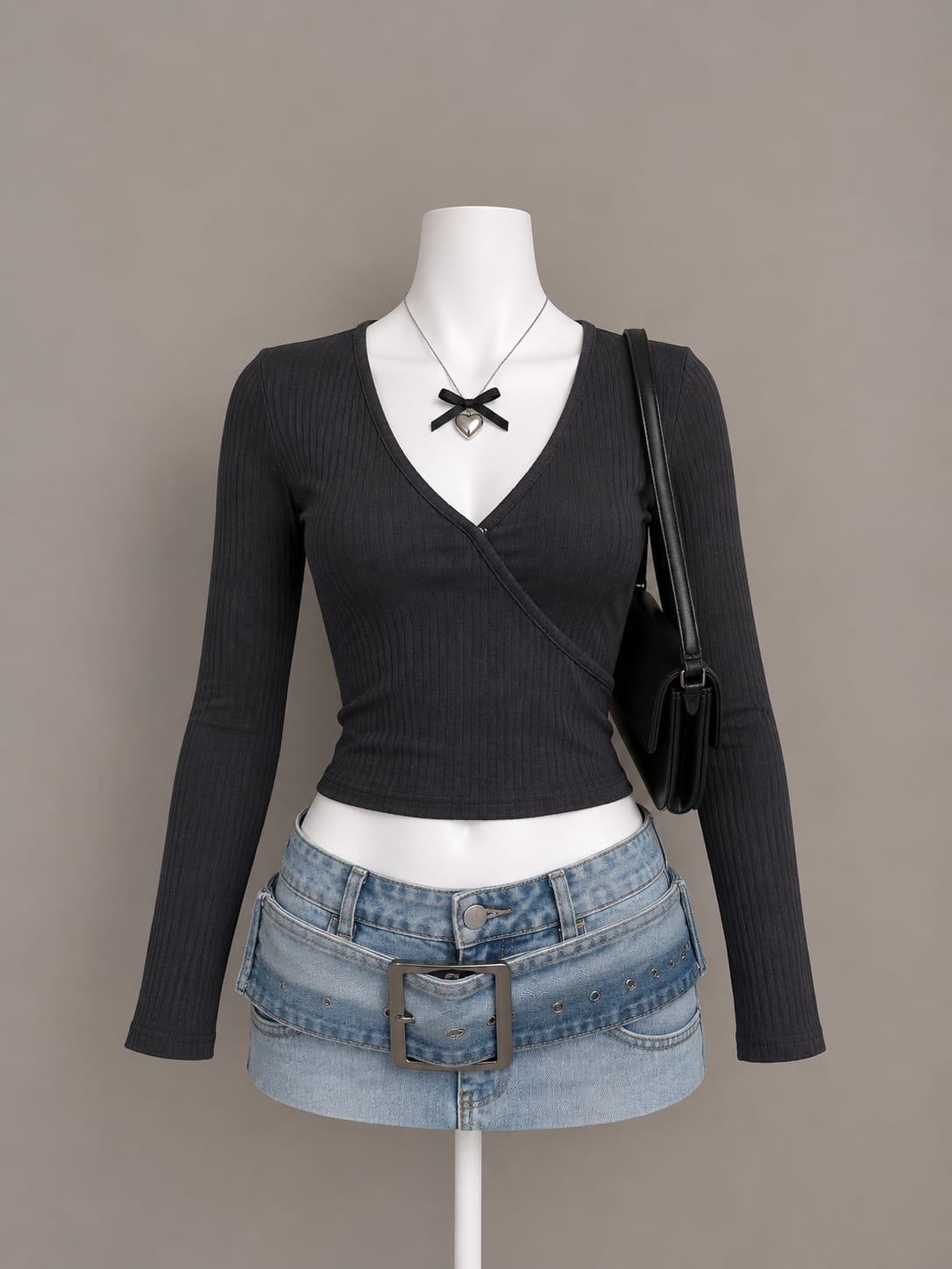 Black Wrap Crop Top