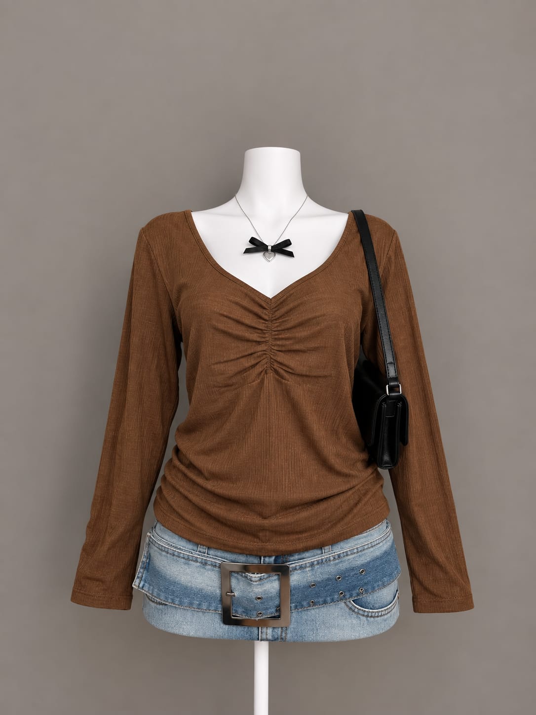 Brown Long Sleeve Top
