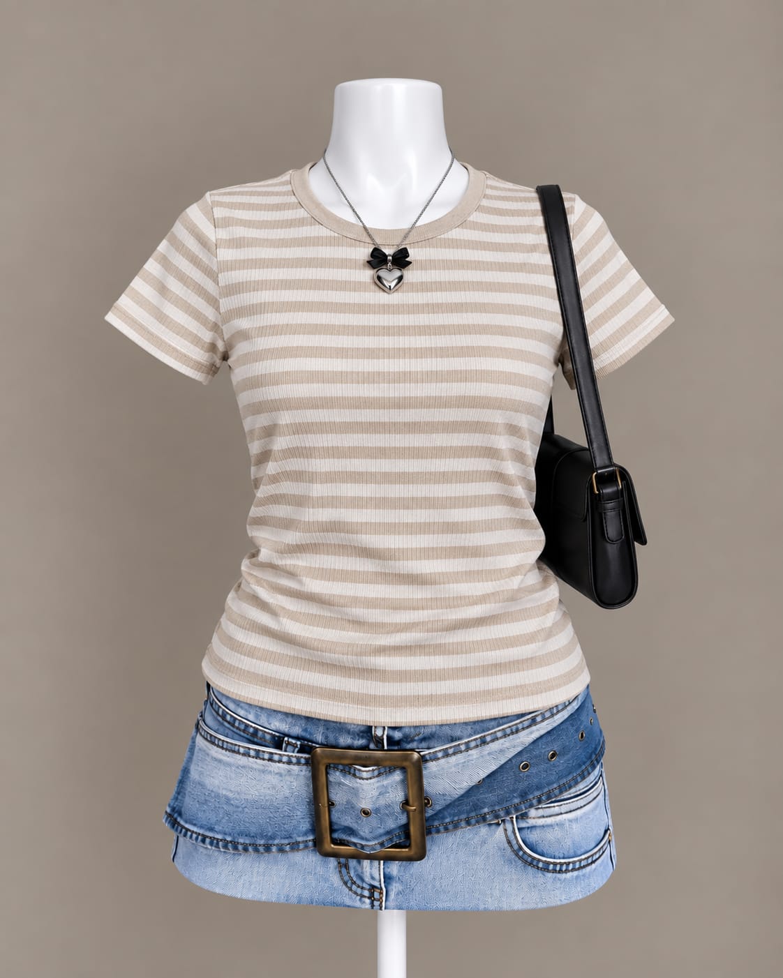 Beige Striped Top