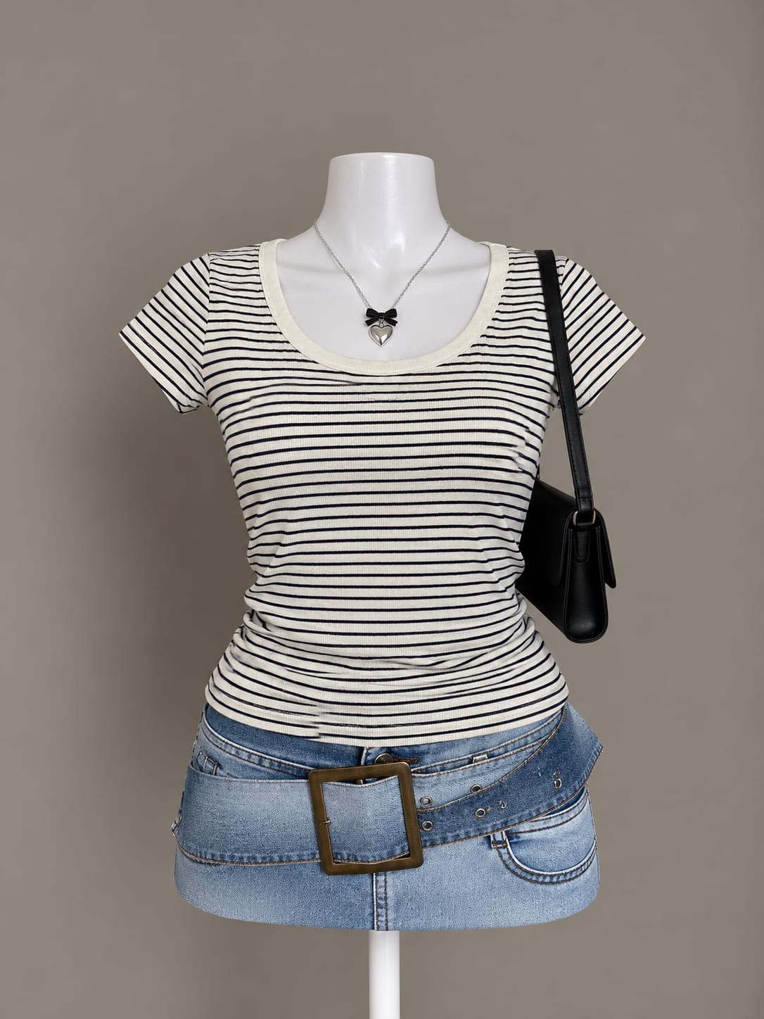 Black and White Striped Top