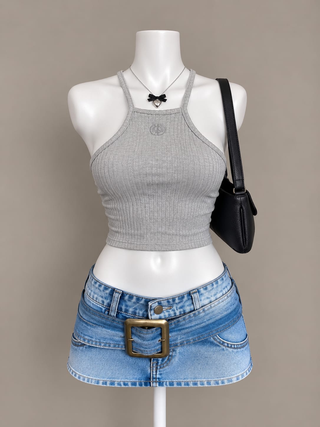 Gray Crop Top