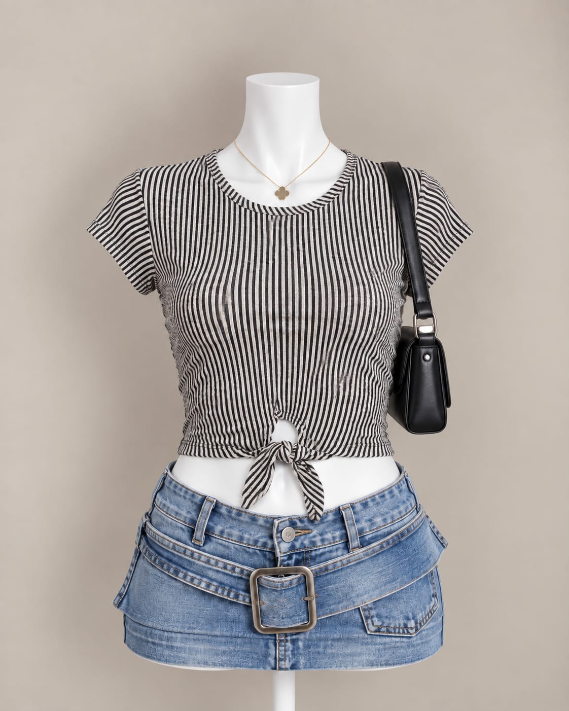Black and White Striped Crop Top
