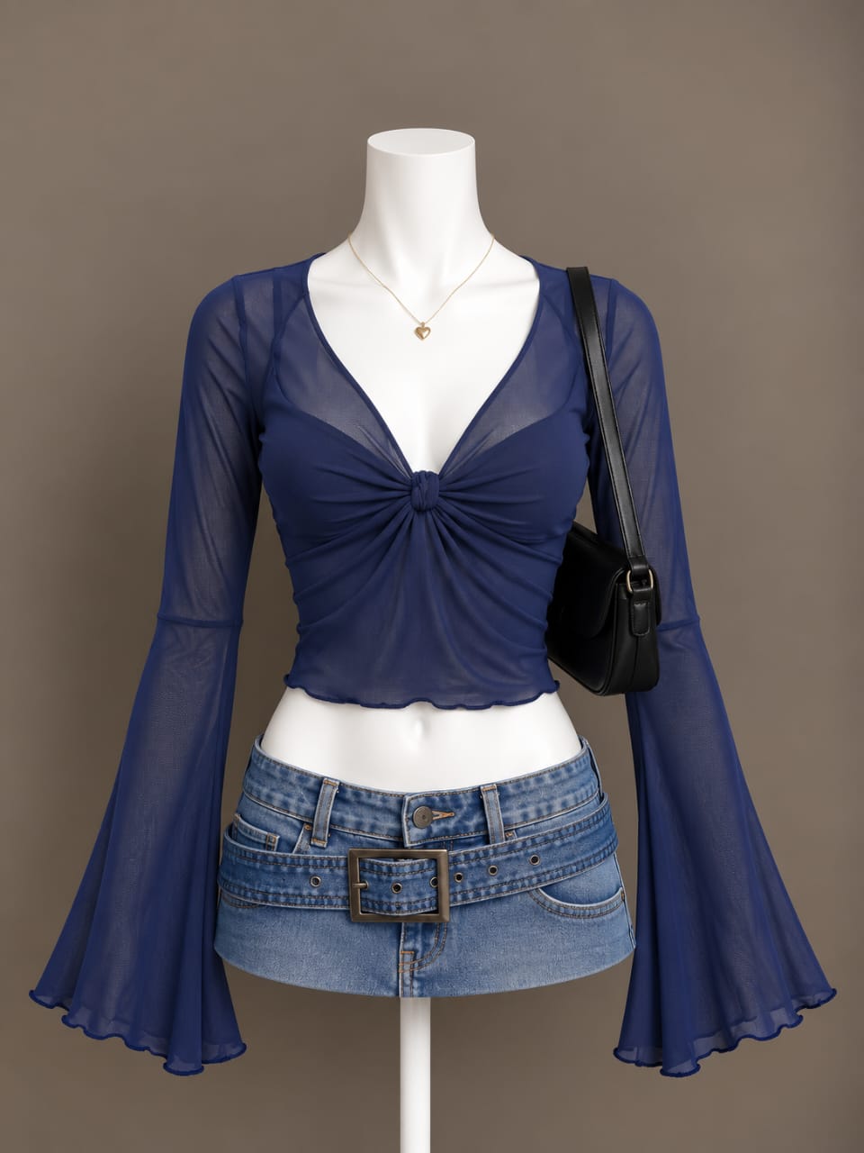 Navy Crop Top
