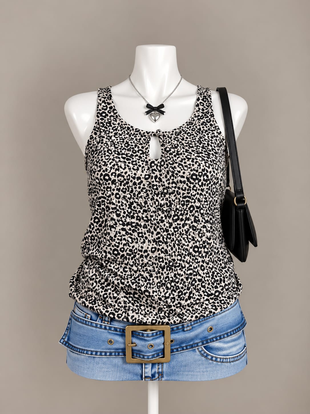 Black and White Leopard Print Top