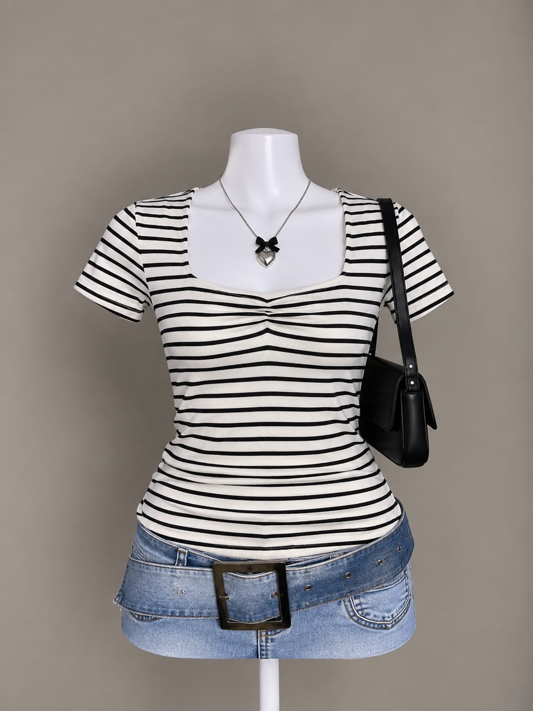 Black and White Striped Top
