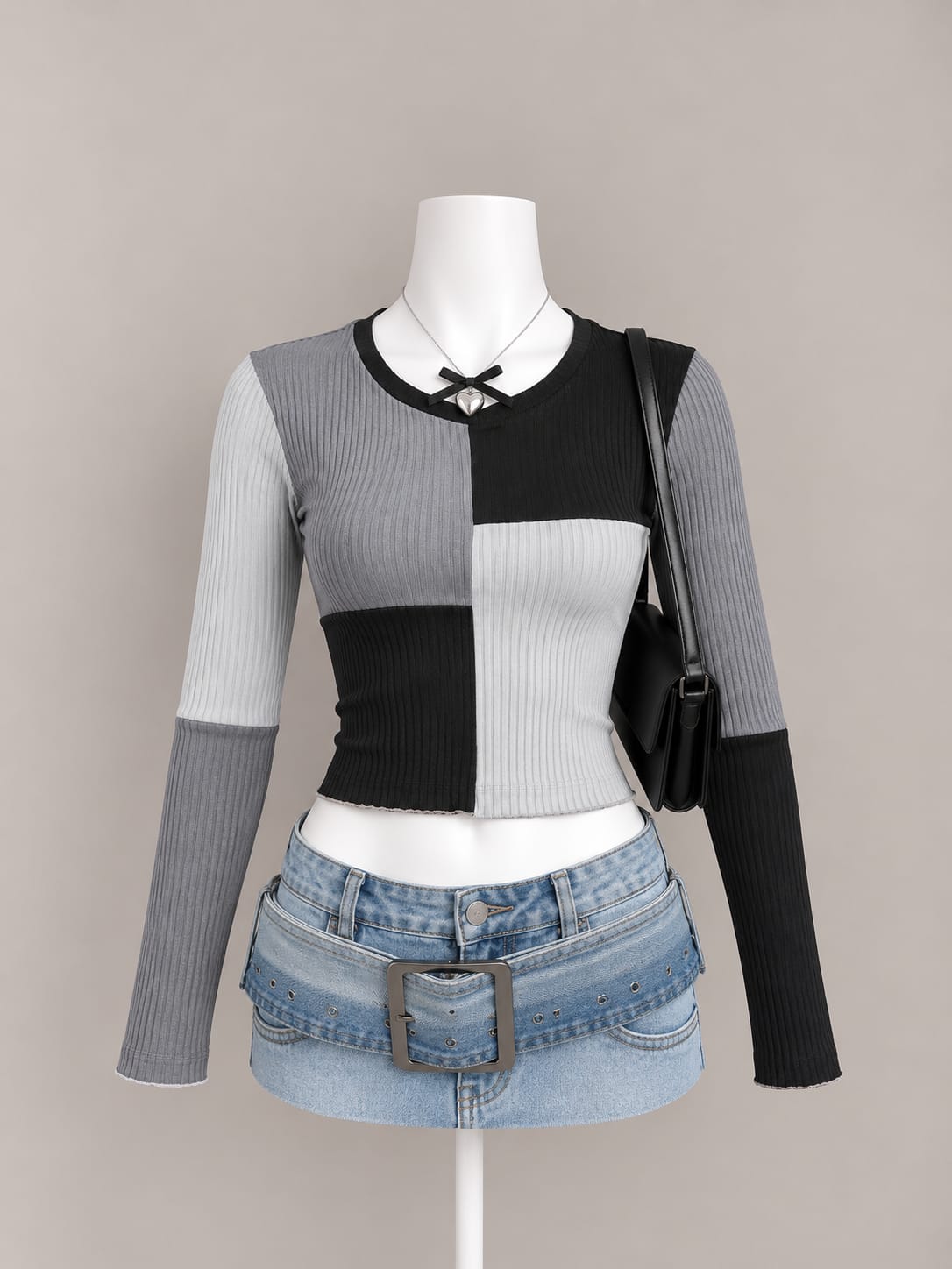 Black and Gray Crop Top