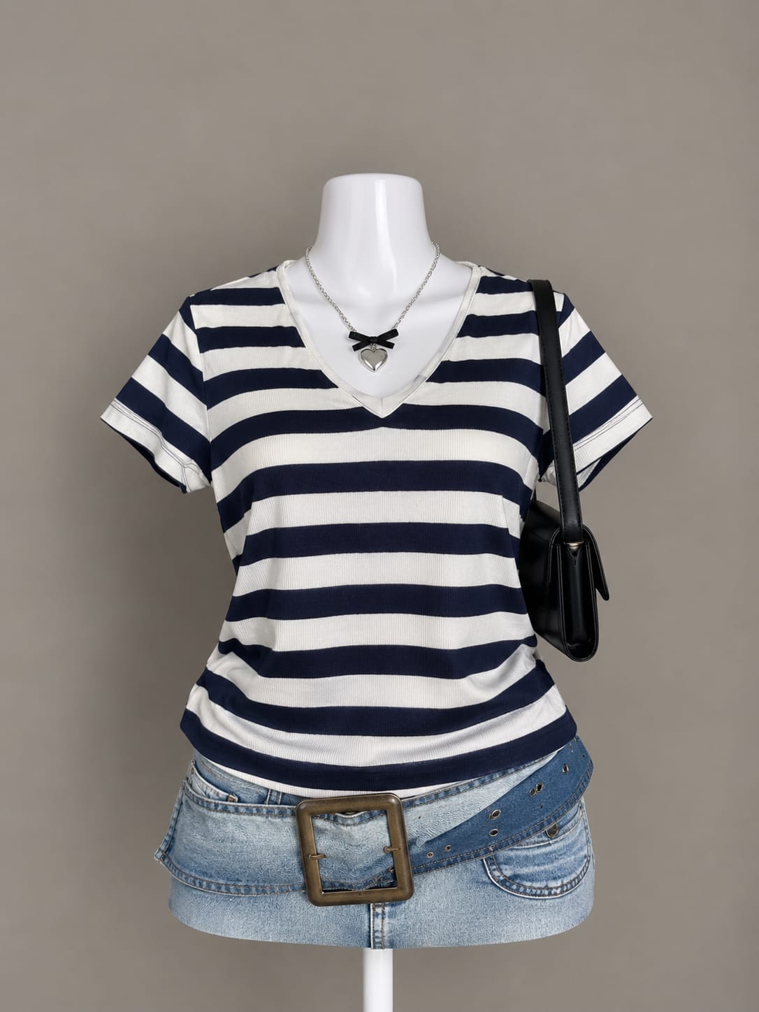 Navy Blue Striped Top