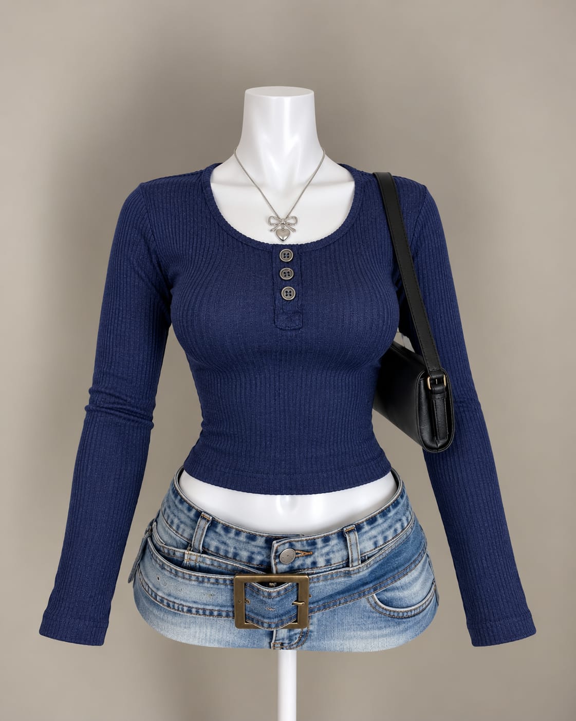 Navy Blue Crop Top