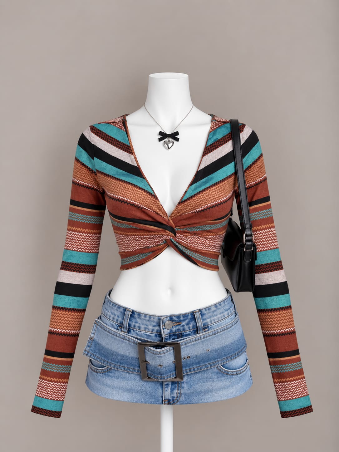Rust Striped Crop Top