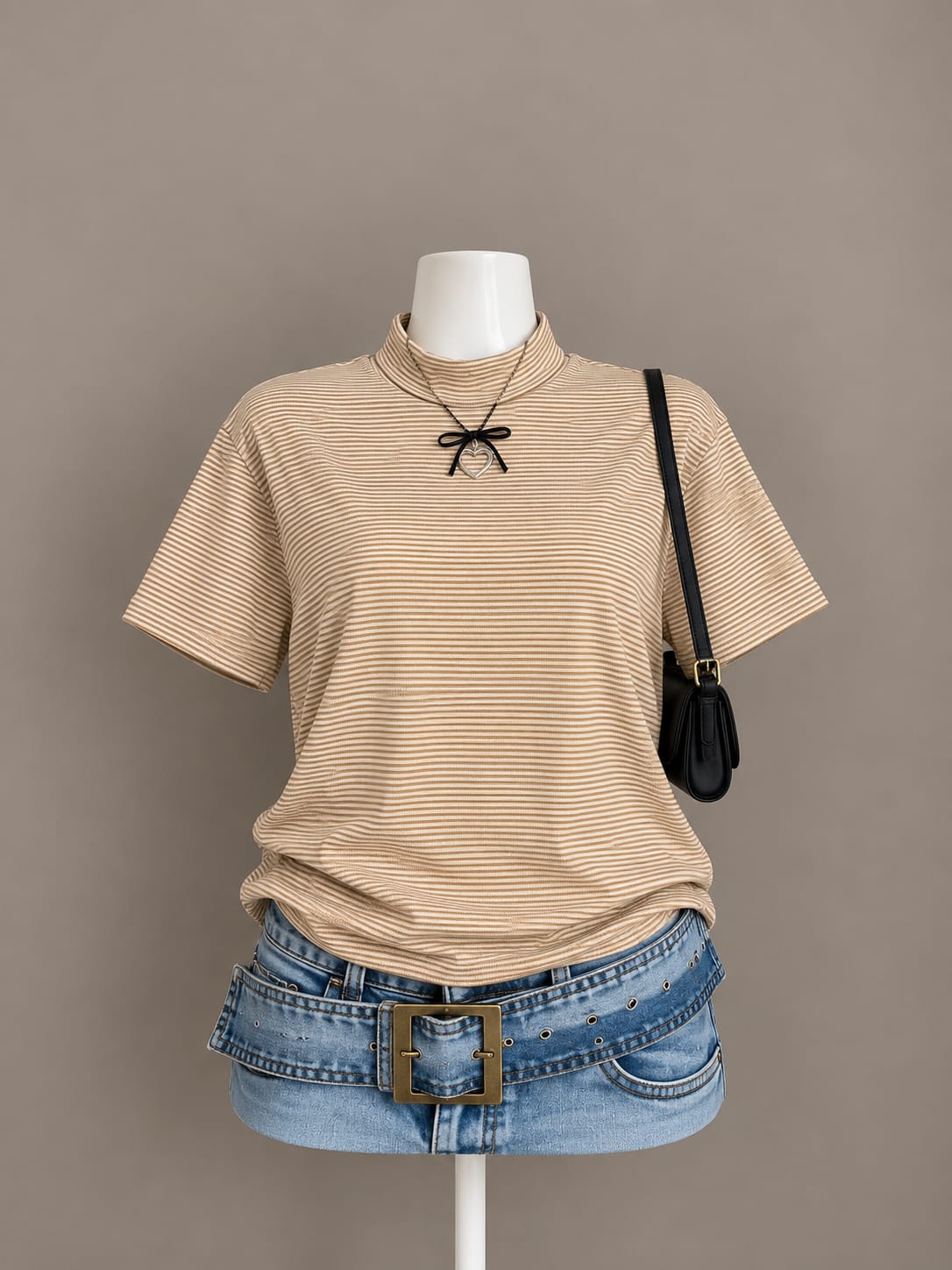 Beige Striped Top