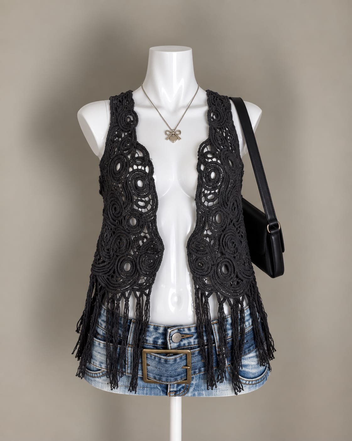 Black Crochet Vest